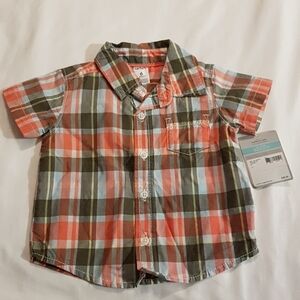 Carter's boys 6 months plaid button up nwt